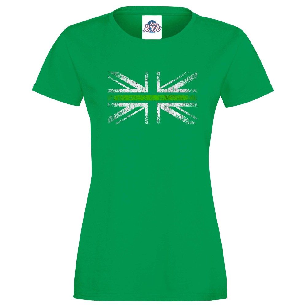 Womens Distressed Green Line Flag T-Shirt - Image 8