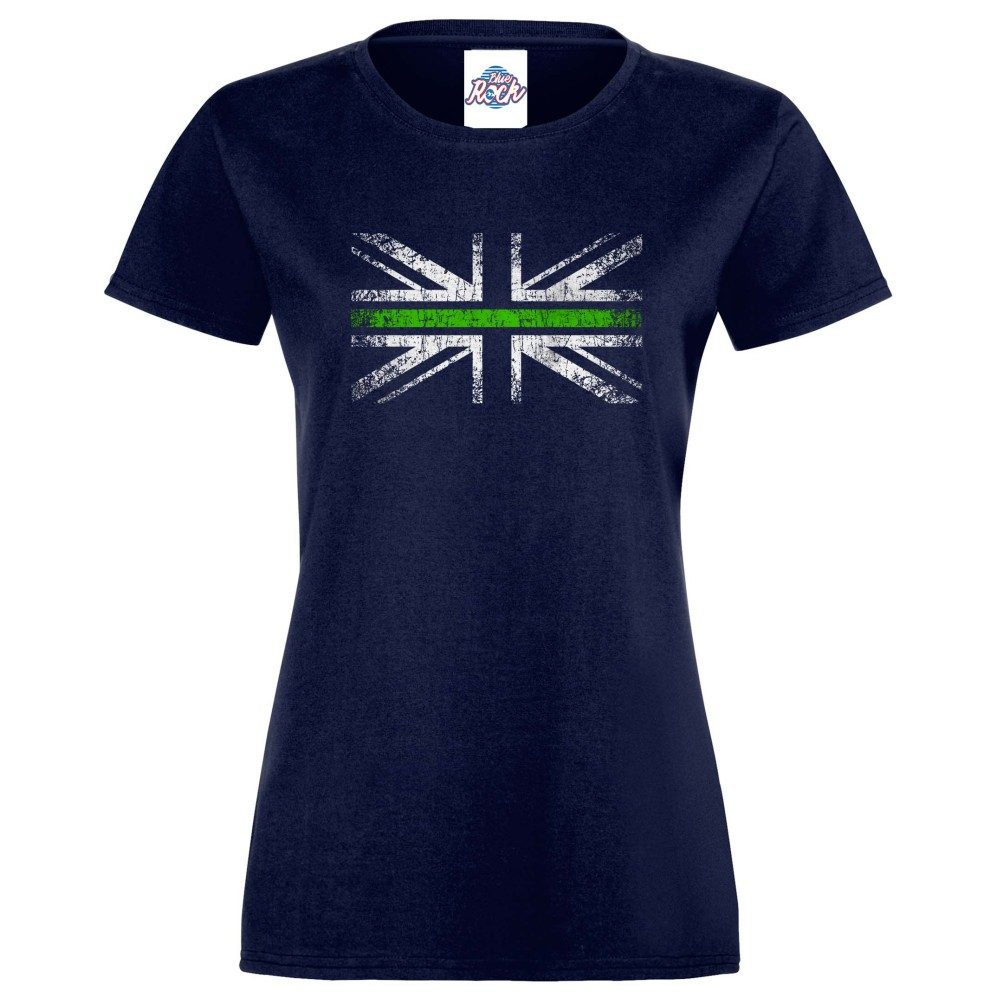 Womens Distressed Green Line Flag T-Shirt - Image 7