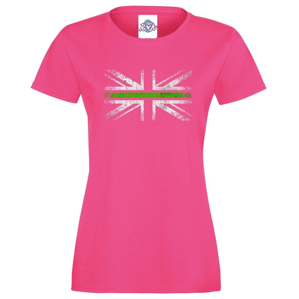 Womens Distressed Green Line Flag T-Shirt - Image 5