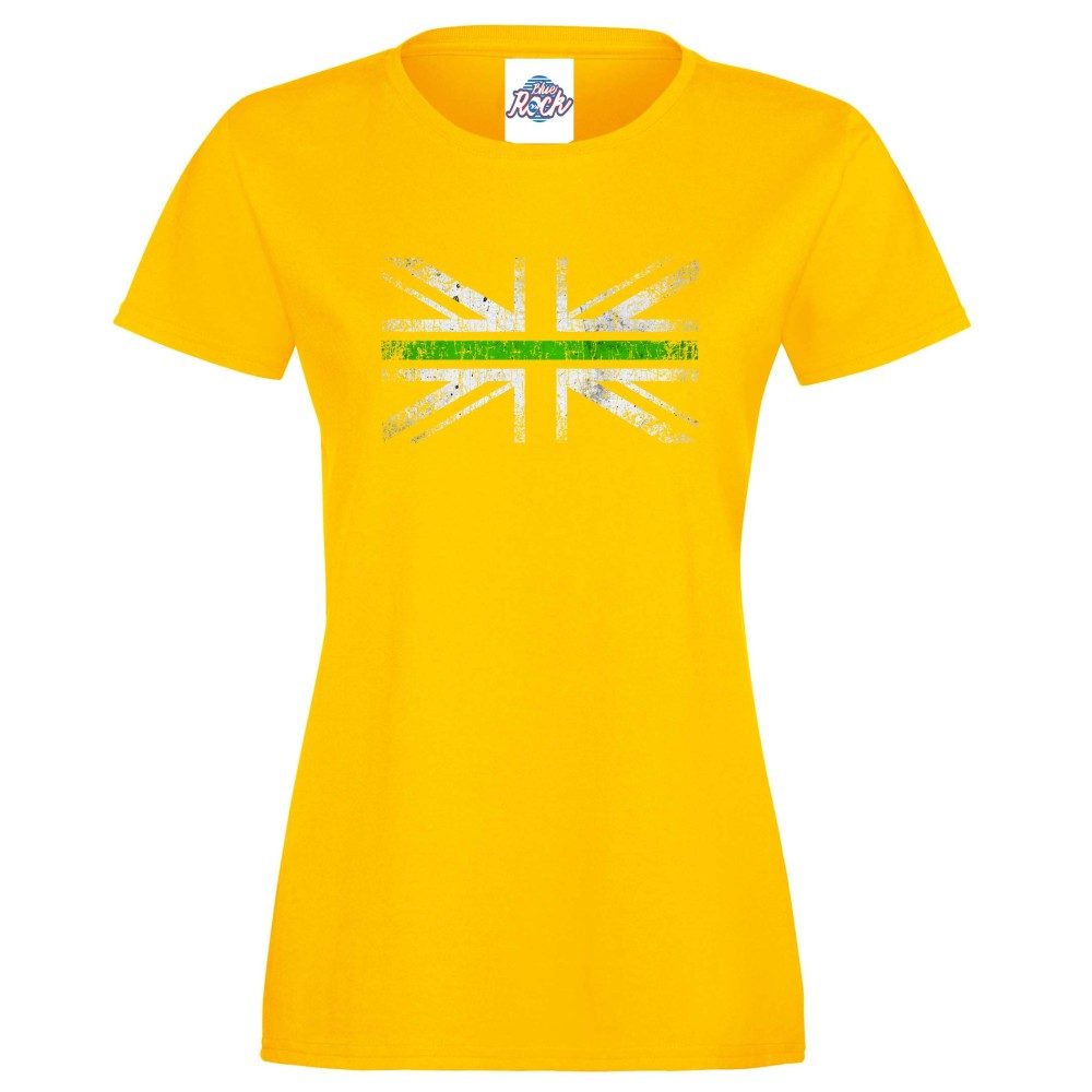 Womens Distressed Green Line Flag T-Shirt - Image 2