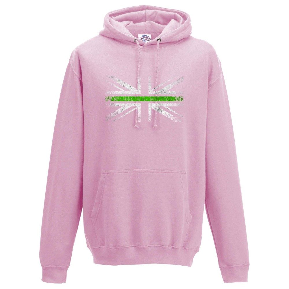 SALE Distressed Green Line Hoodie Baby Pink Small