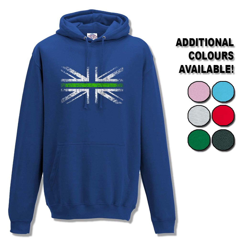 Unisex Distressed Green Line Flag Hoodie