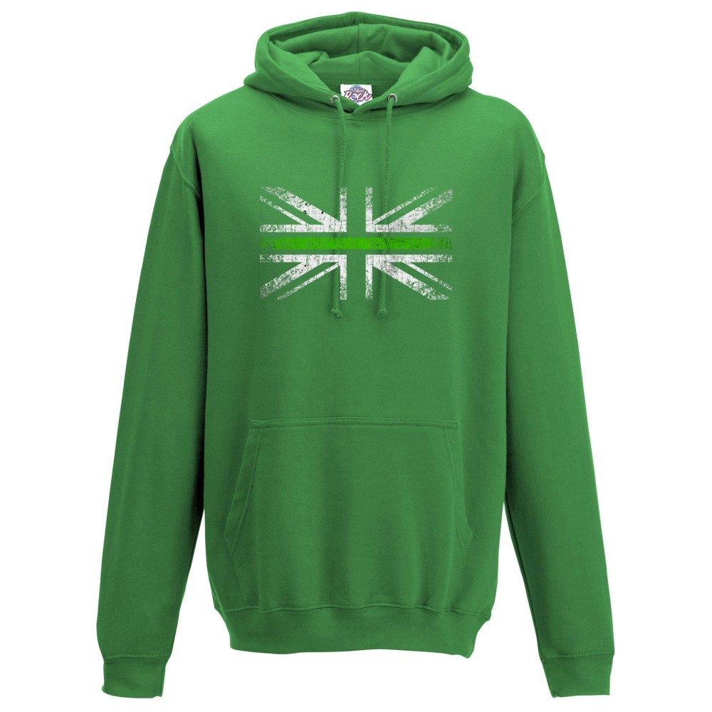 Unisex Distressed Green Line Flag Hoodie - Image 8