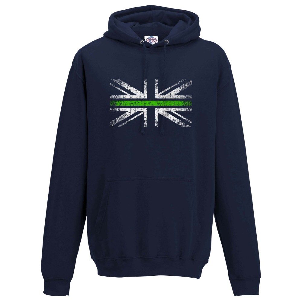 Unisex Distressed Green Line Flag Hoodie - Image 6