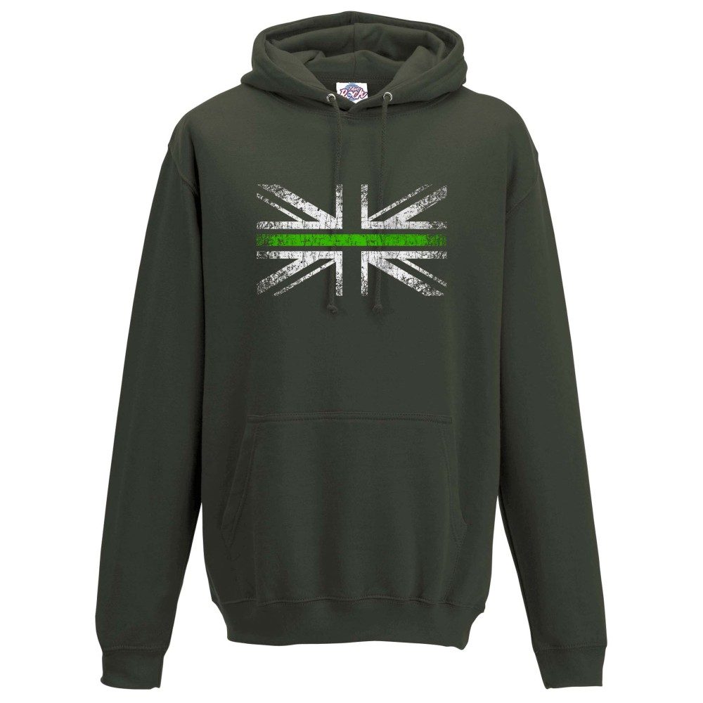 Unisex Distressed Green Line Flag Hoodie - Image 5