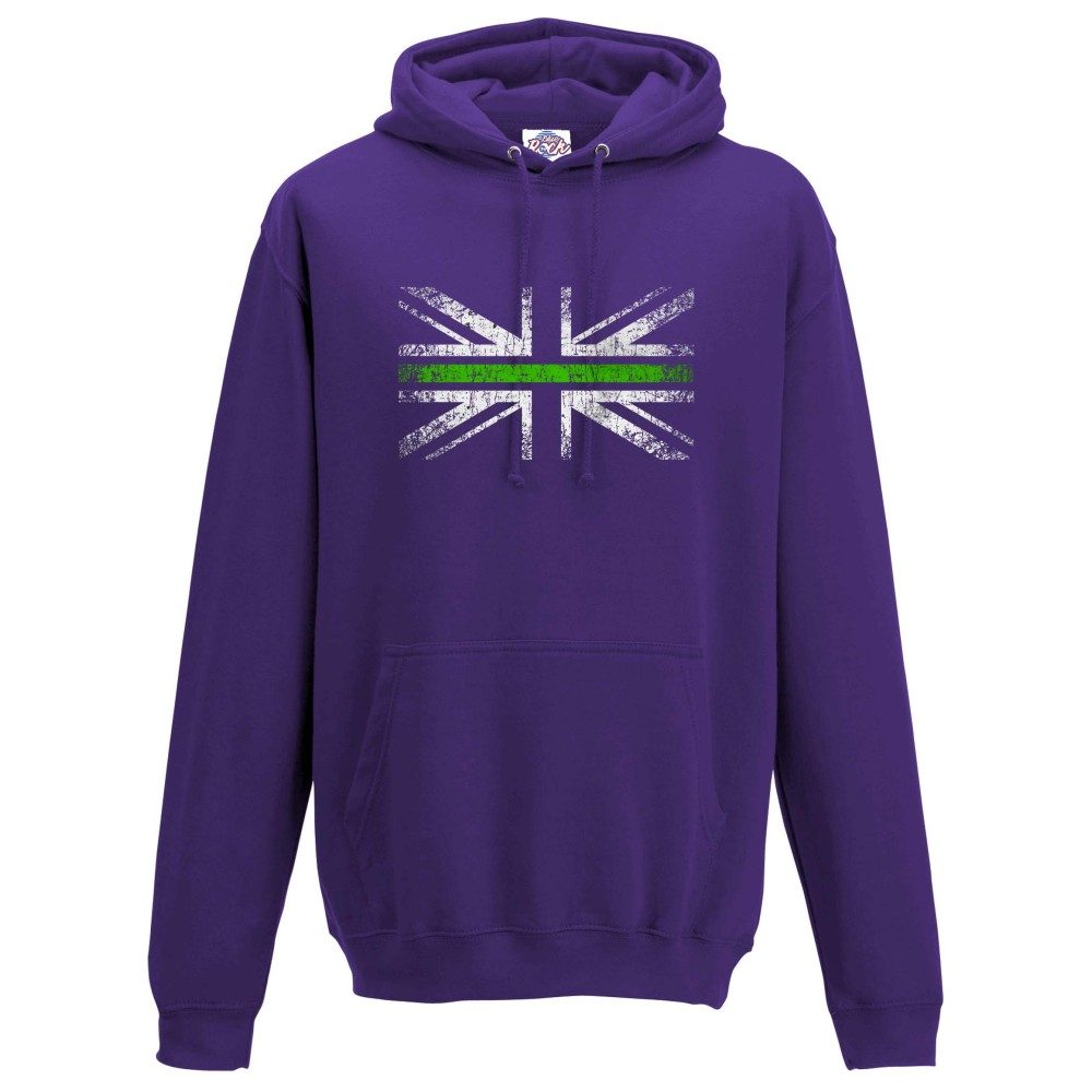 Unisex Distressed Green Line Flag Hoodie - Image 3