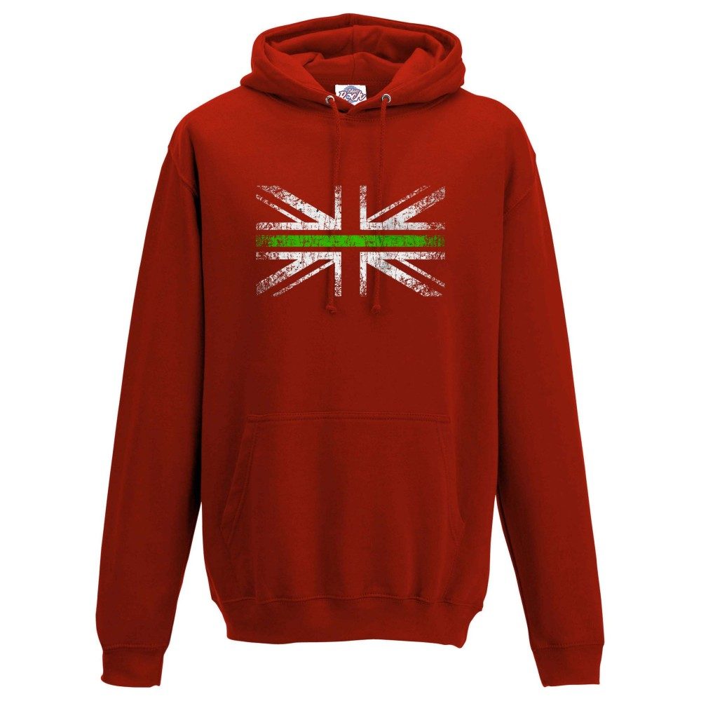 Unisex Distressed Green Line Flag Hoodie - Image 2