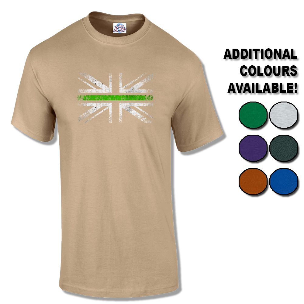 Mens Distressed Green Line Flag T-Shirt