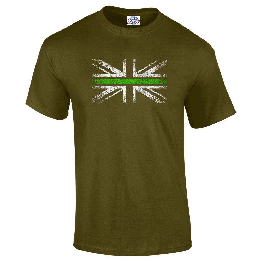 Mens Distressed Green Line Flag T-Shirt - Image 5