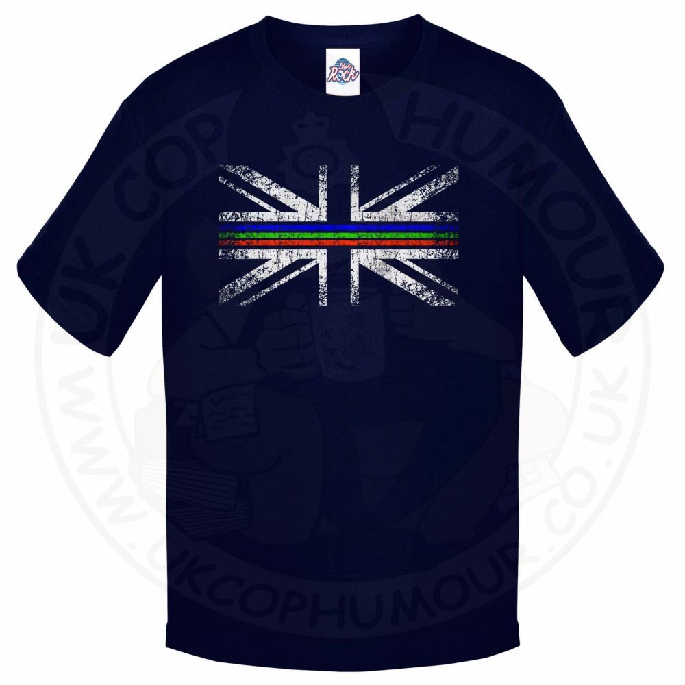 Kids Distressed Tri Line Flag T-Shirt - Image 8