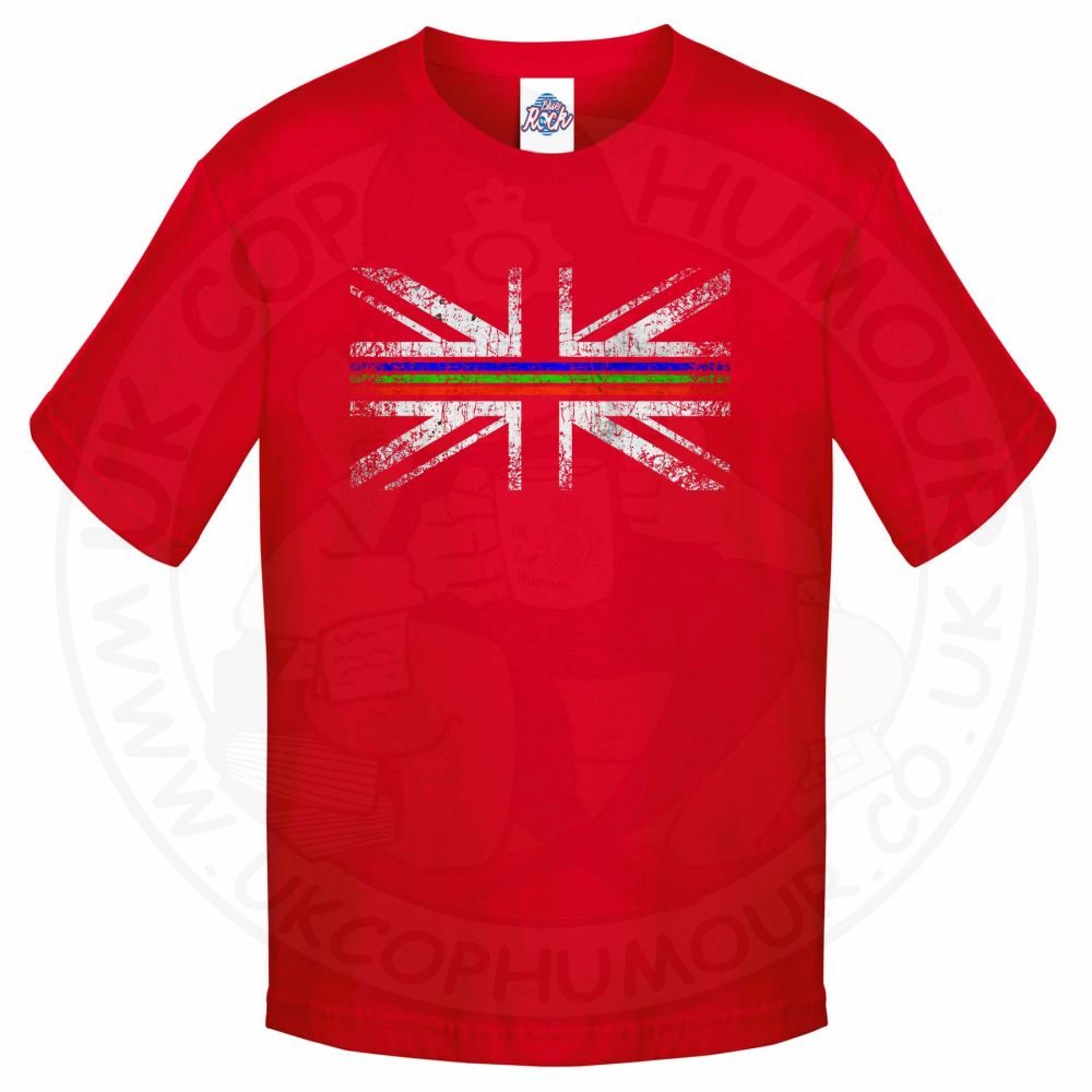 Kids Distressed Tri Line Flag T-Shirt - Image 4