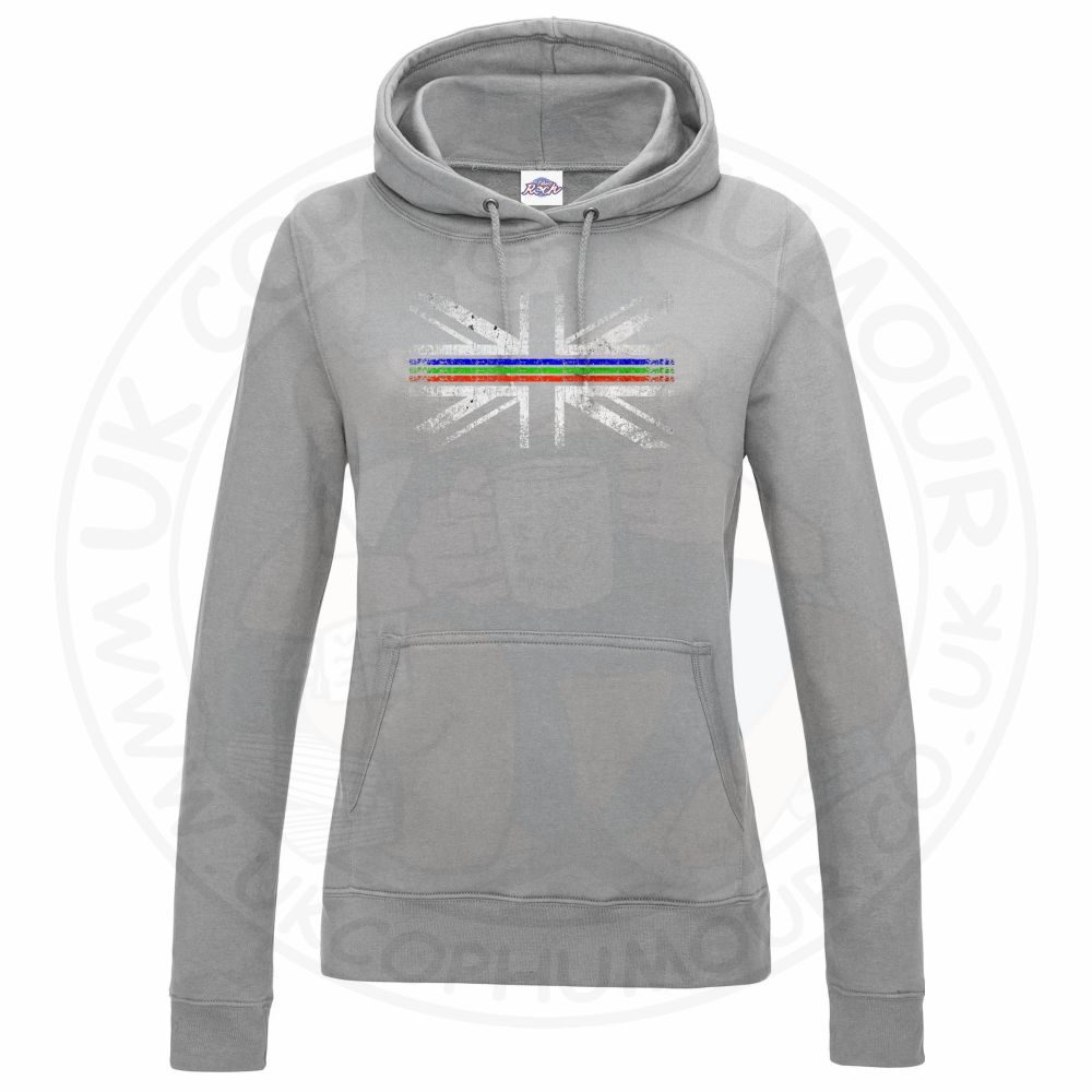 Womens Distressed Tri Line Flag Hoodie - Image 9