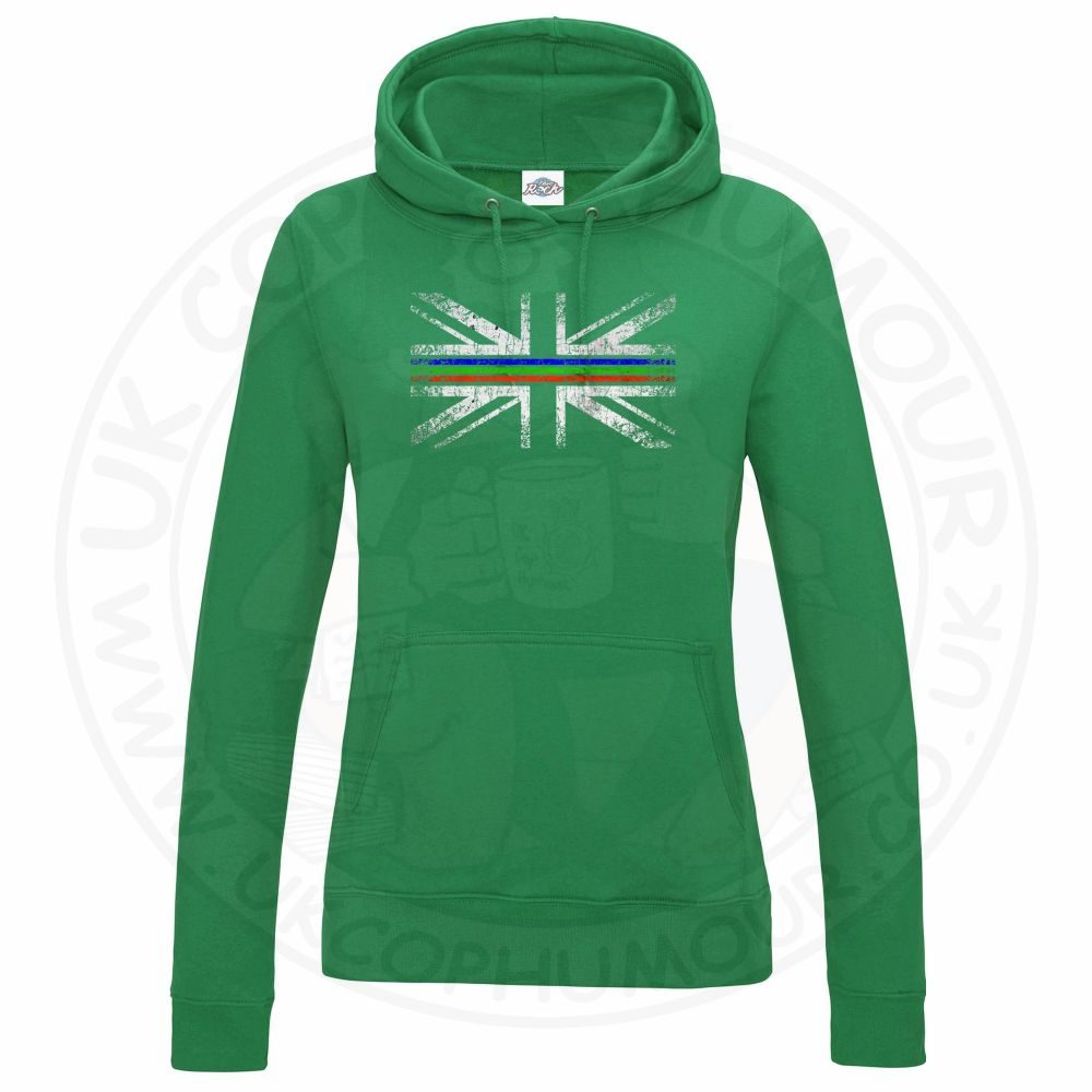 Womens Distressed Tri Line Flag Hoodie - Image 7