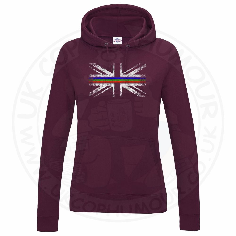 Womens Distressed Tri Line Flag Hoodie - Image 6
