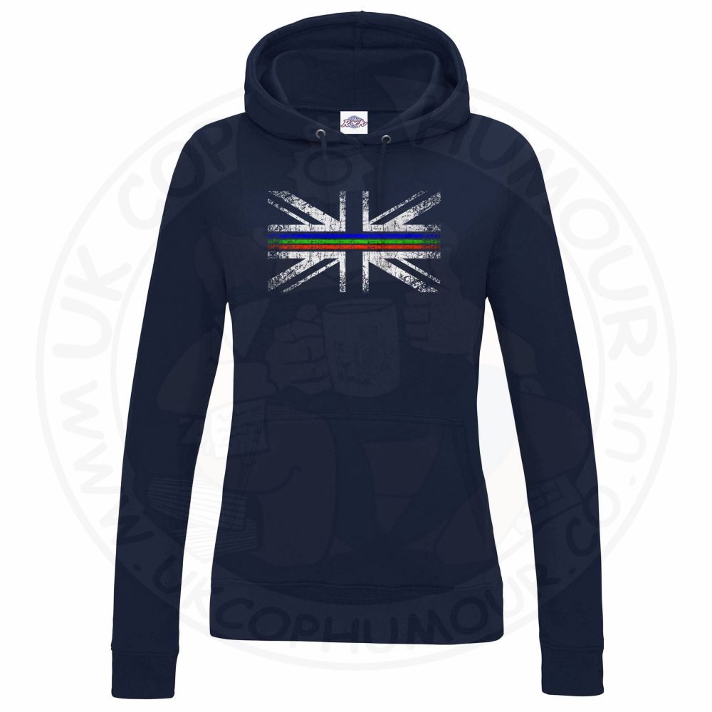Womens Distressed Tri Line Flag Hoodie - Image 5