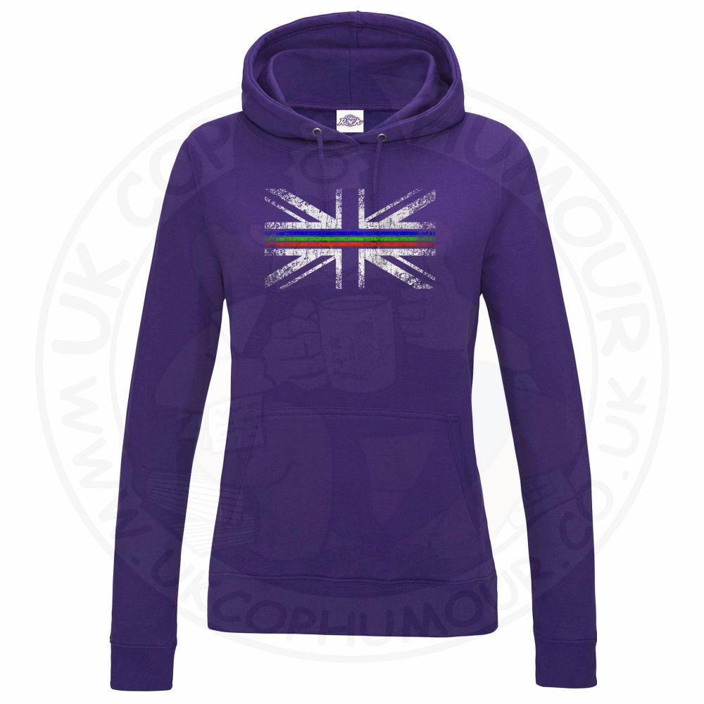 SALE: Ladies Distressed Tri Line Flag Hoodie Purple XS