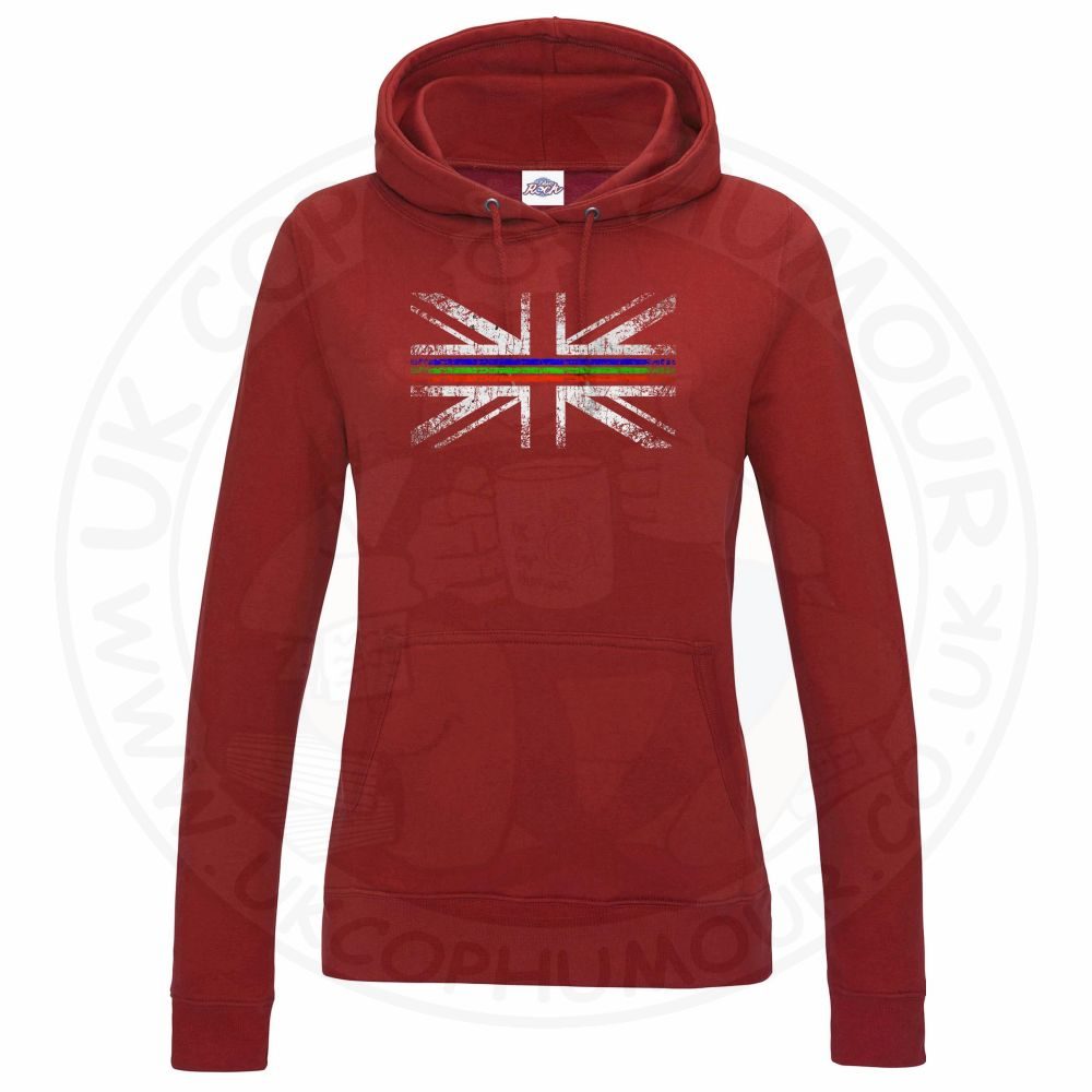 Womens Distressed Tri Line Flag Hoodie - Image 2