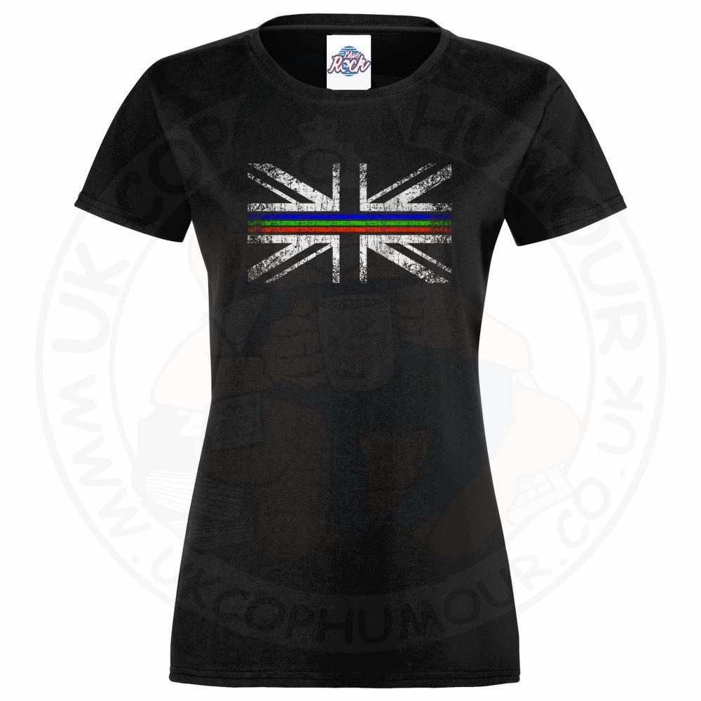 Womens Distressed Tri Line Flag T-Shirt - Image 10