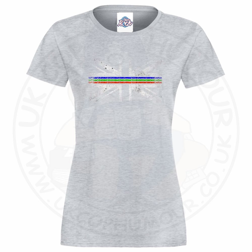 Womens Distressed Tri Line Flag T-Shirt - Image 9