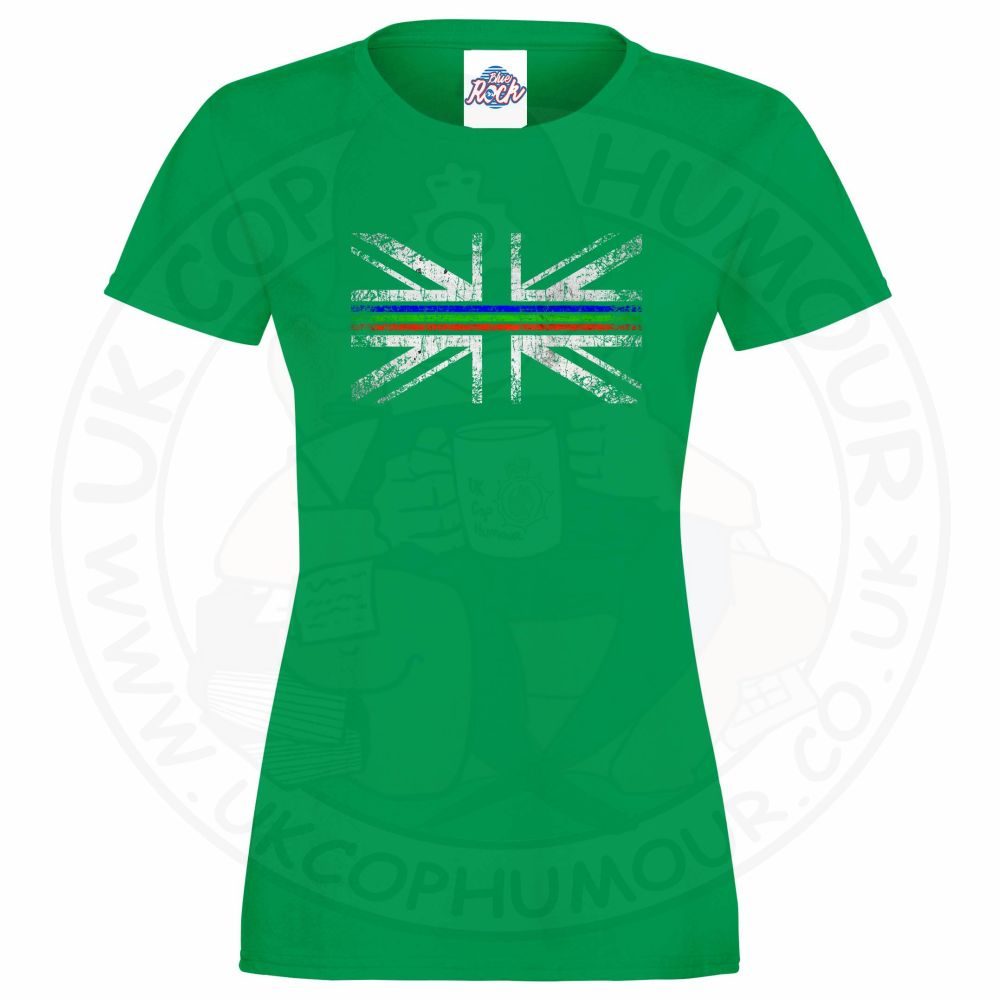 Womens Distressed Tri Line Flag T-Shirt - Image 8