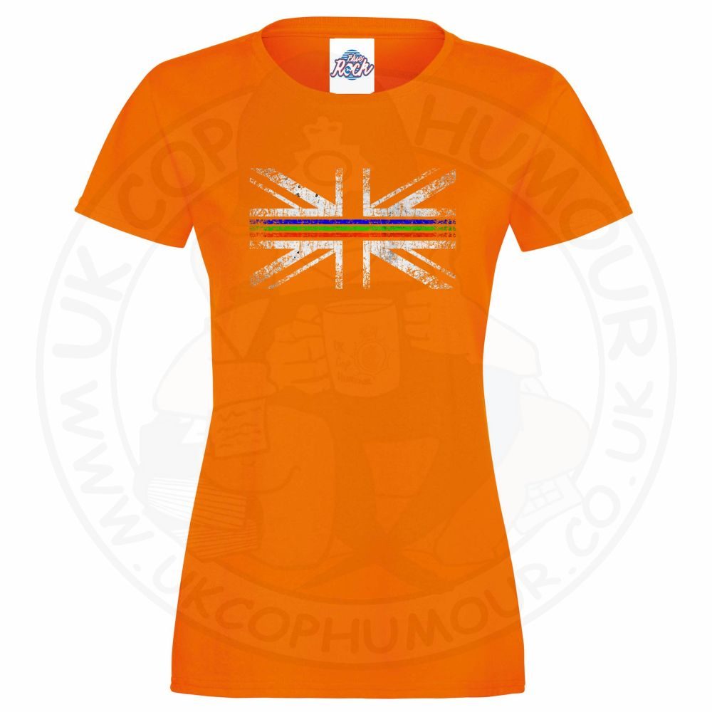 Womens Distressed Tri Line Flag T-Shirt - Image 6