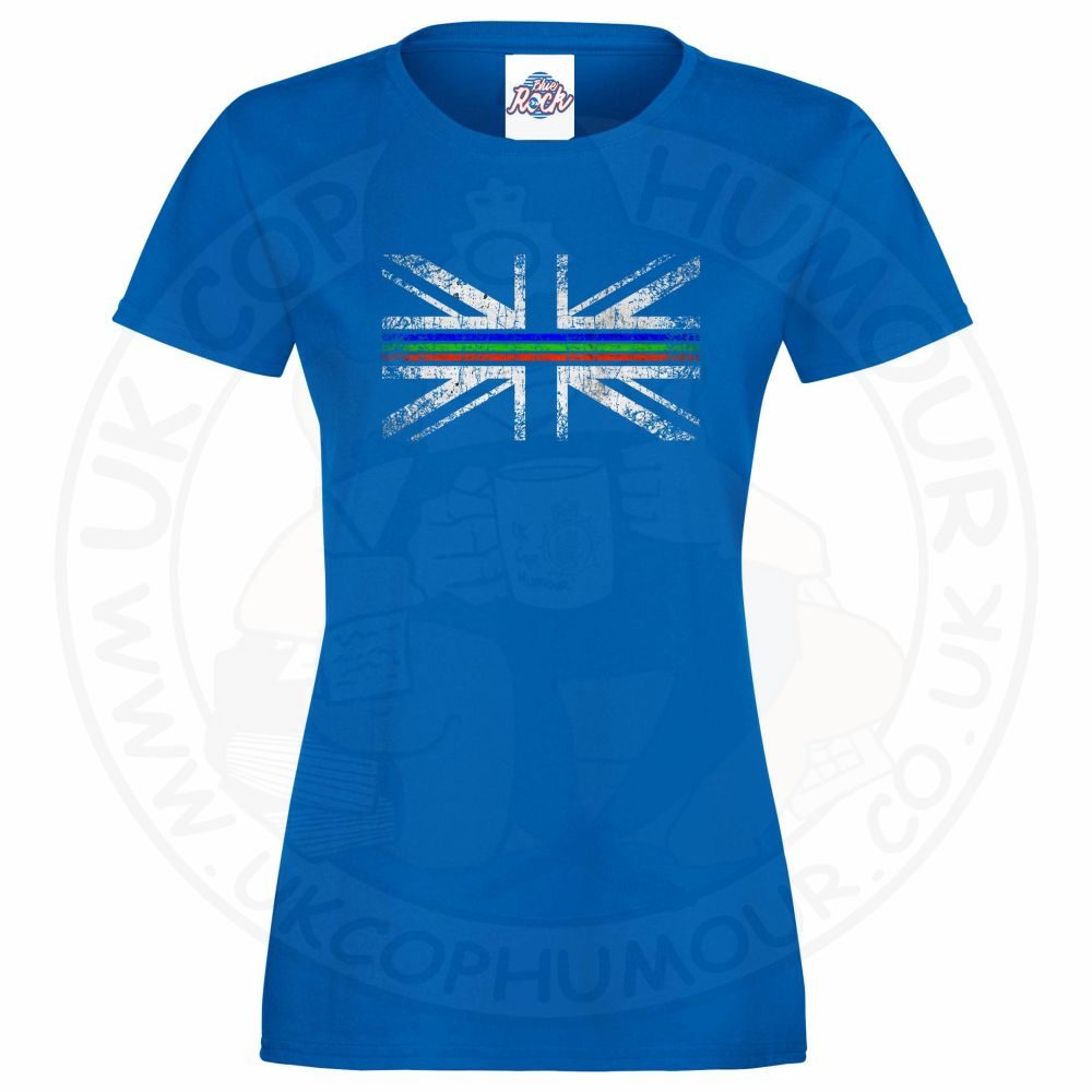 Womens Distressed Tri Line Flag T-Shirt - Image 5