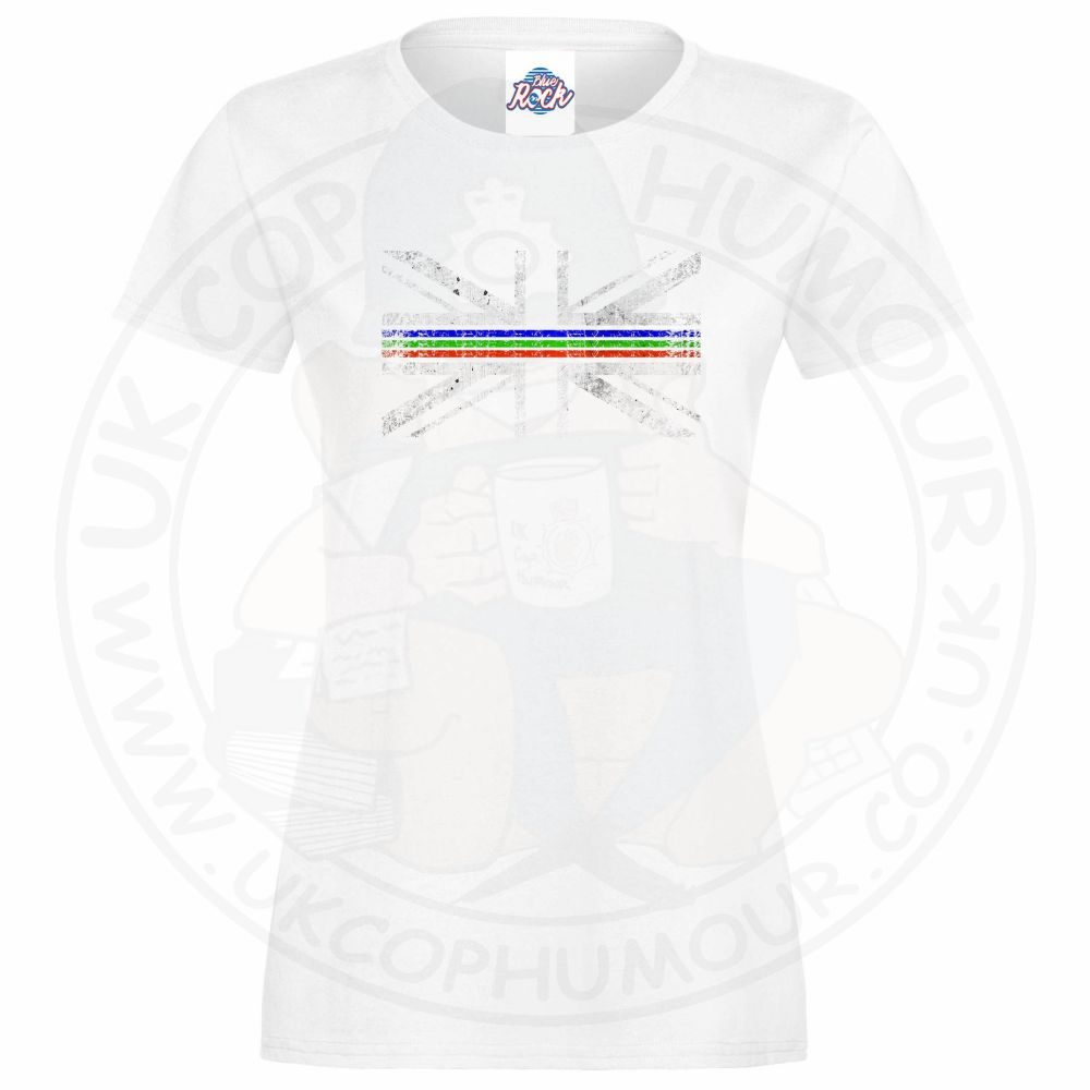 Womens Distressed Tri Line Flag T-Shirt - Image 3