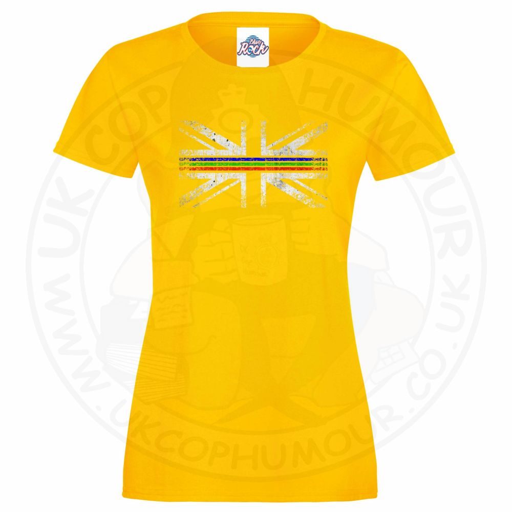 Womens Distressed Tri Line Flag T-Shirt - Image 2