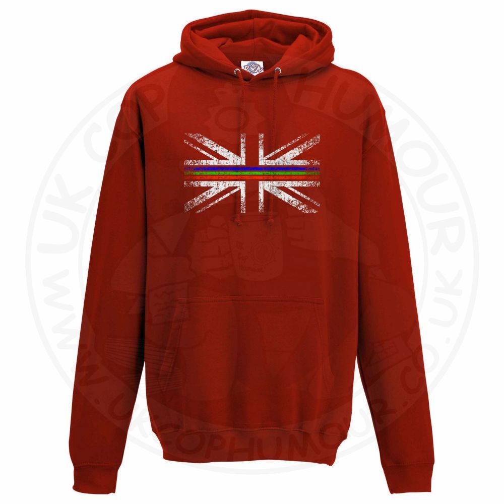 Unisex Distressed Tri Line Flag Hoodie - Image 2