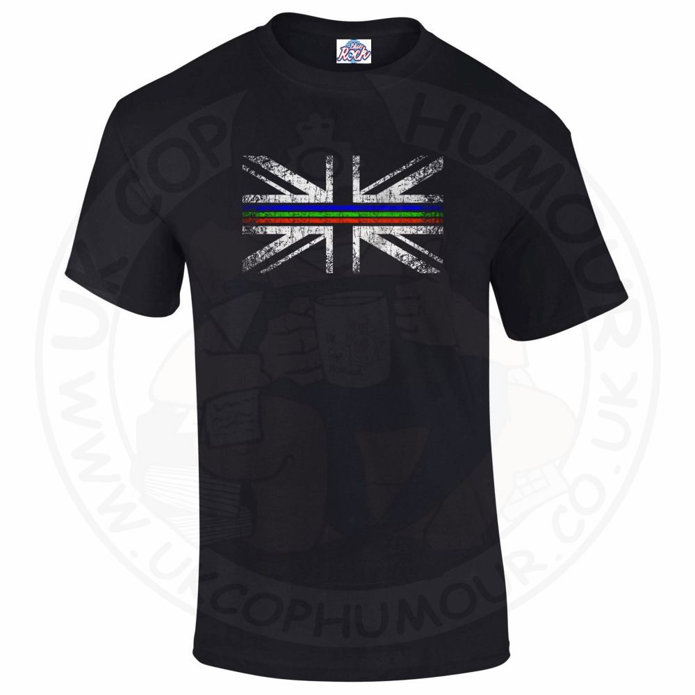 Mens Distressed Tri Line Flag T-Shirt - Image 16