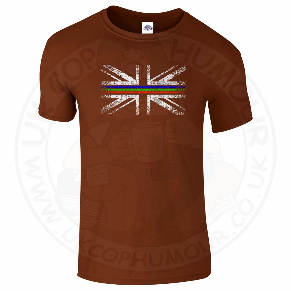 Mens Distressed Tri Line Flag T-Shirt - Image 15