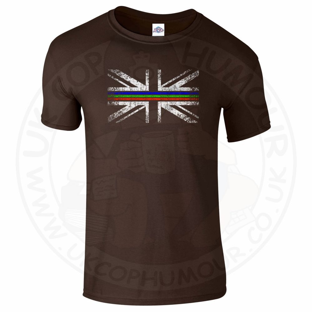 Mens Distressed Tri Line Flag T-Shirt - Image 12