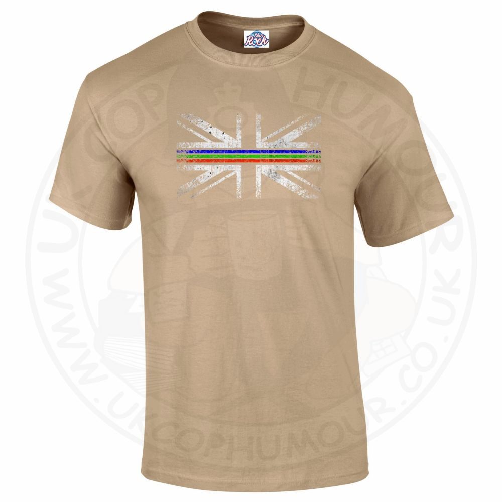 Mens Distressed Tri Line Flag T-Shirt - Image 11