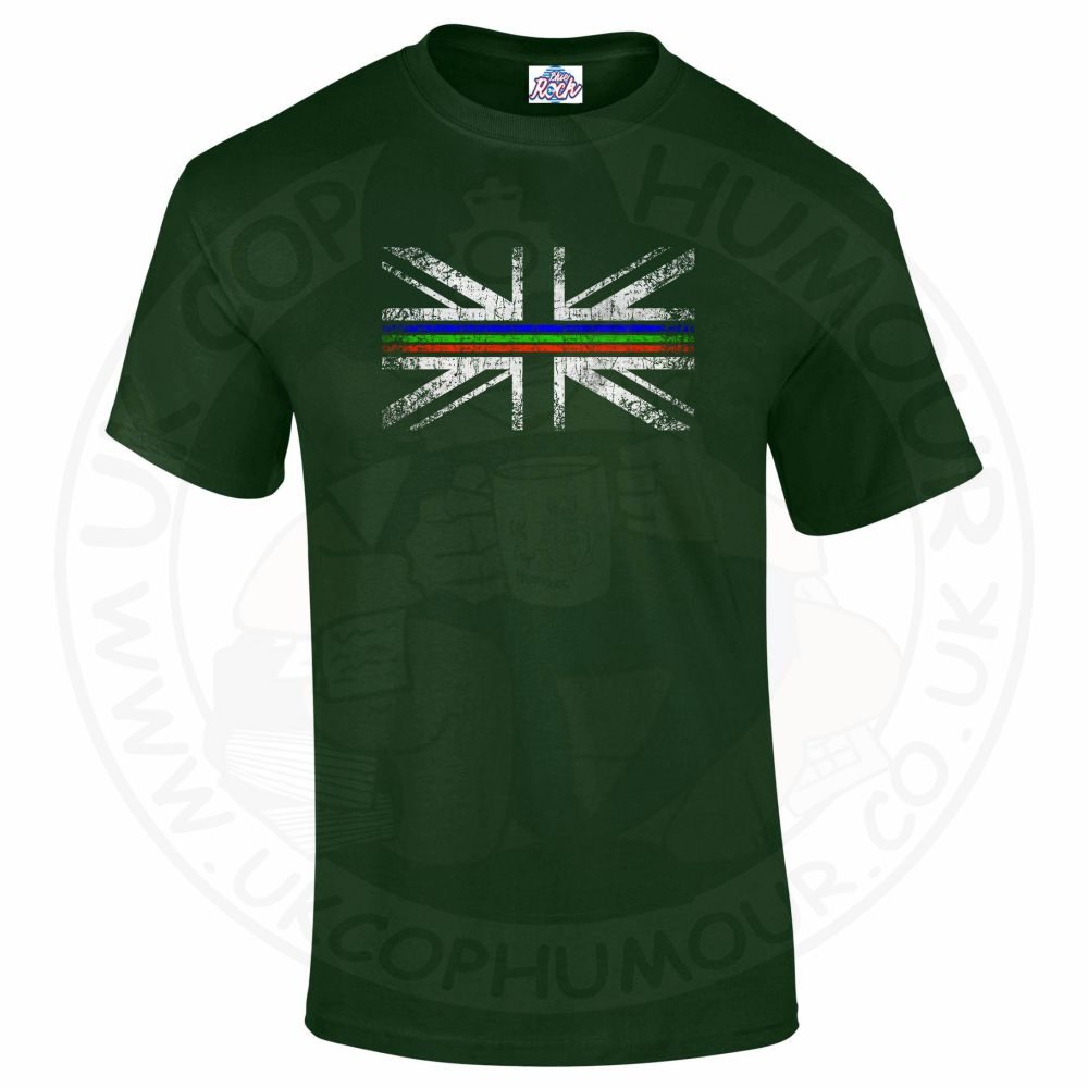 Mens Distressed Tri Line Flag T-Shirt - Image 10