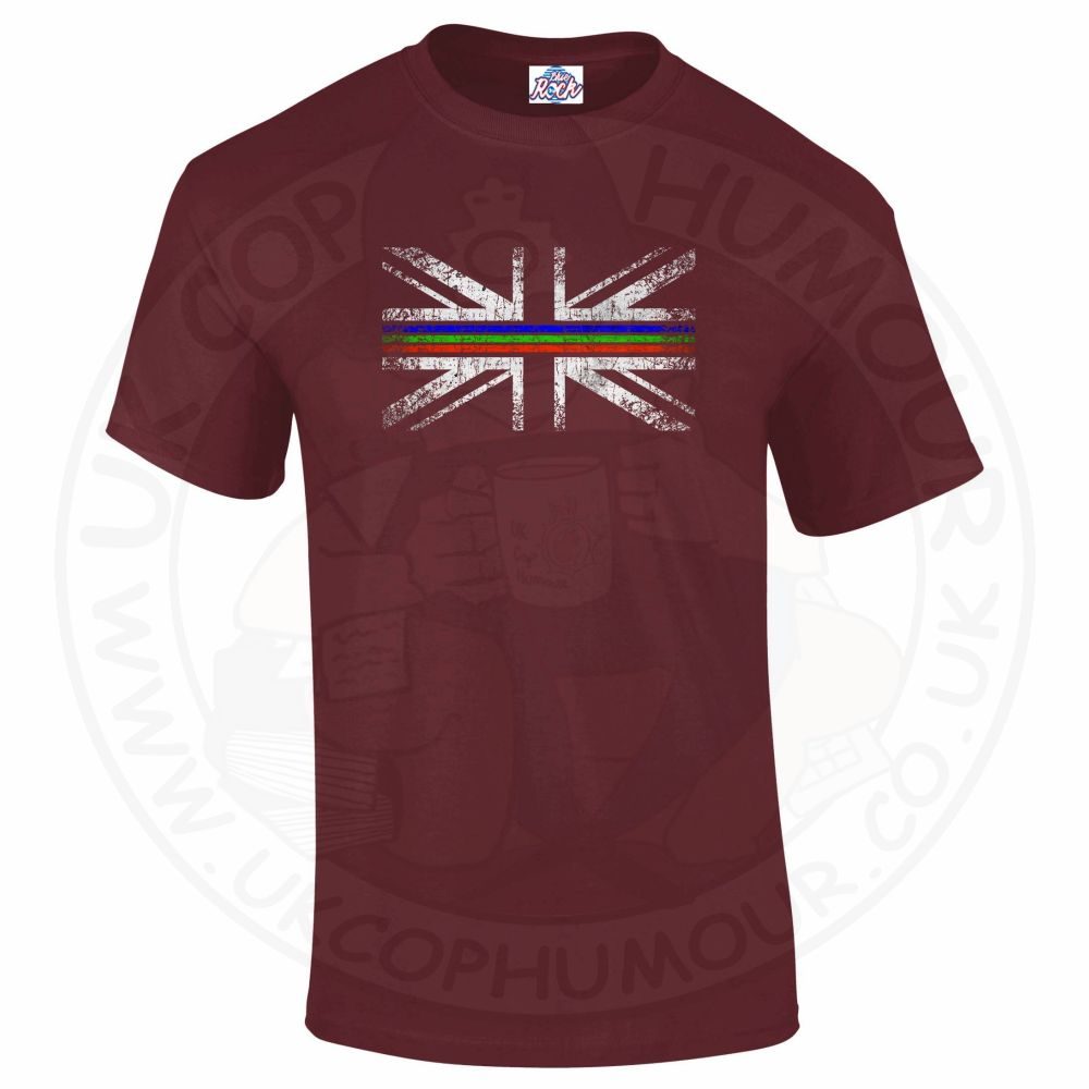 Mens Distressed Tri Line Flag T-Shirt - Image 7