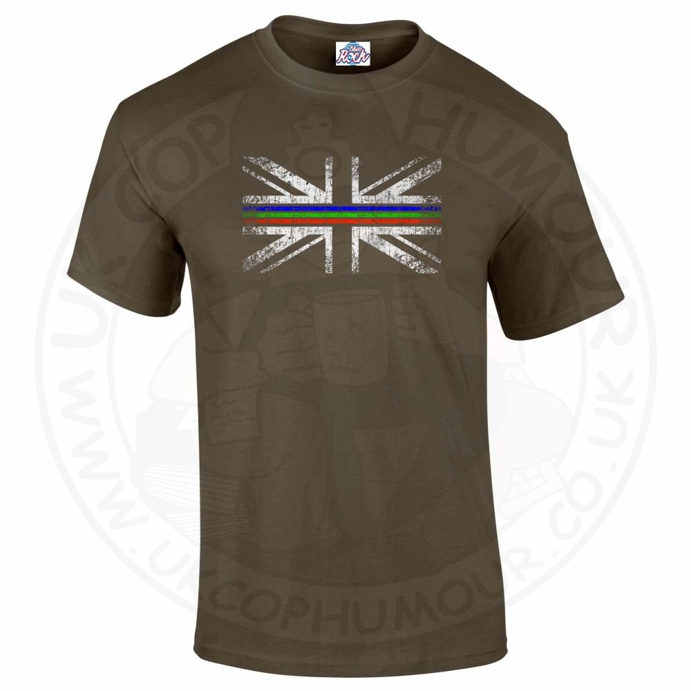 Mens Distressed Tri Line Flag T-Shirt - Image 6