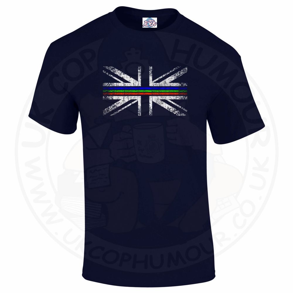 Mens Distressed Tri Line Flag T-Shirt - Image 5