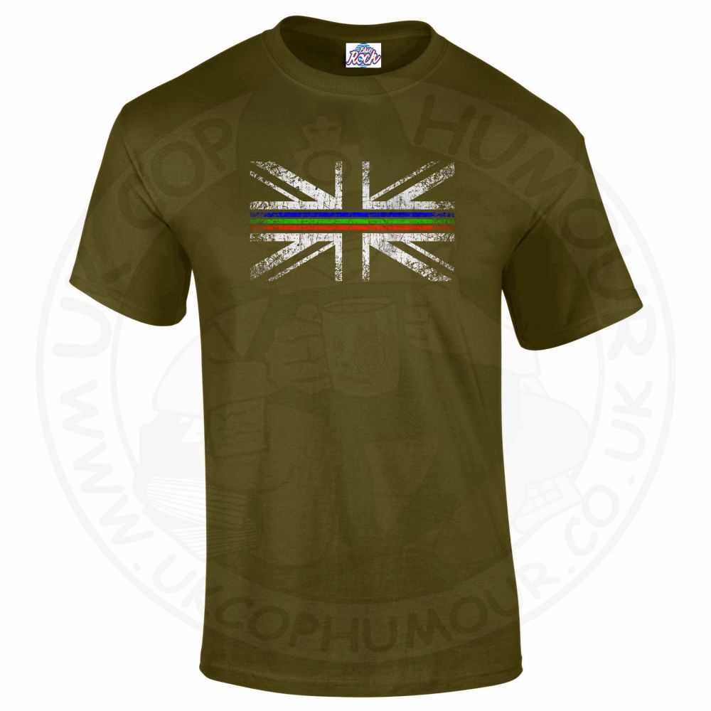 Mens Distressed Tri Line Flag T-Shirt - Image 4