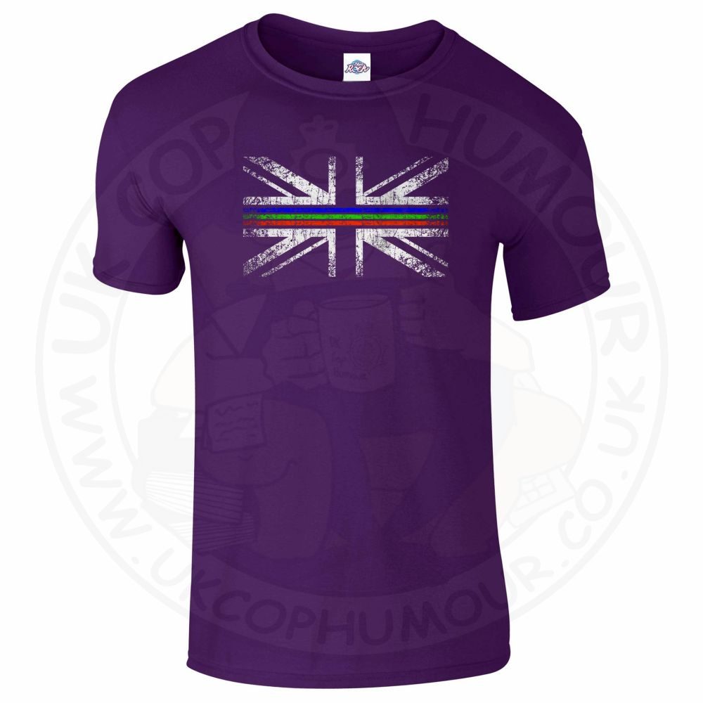 Mens Distressed Tri Line Flag T-Shirt - Image 3