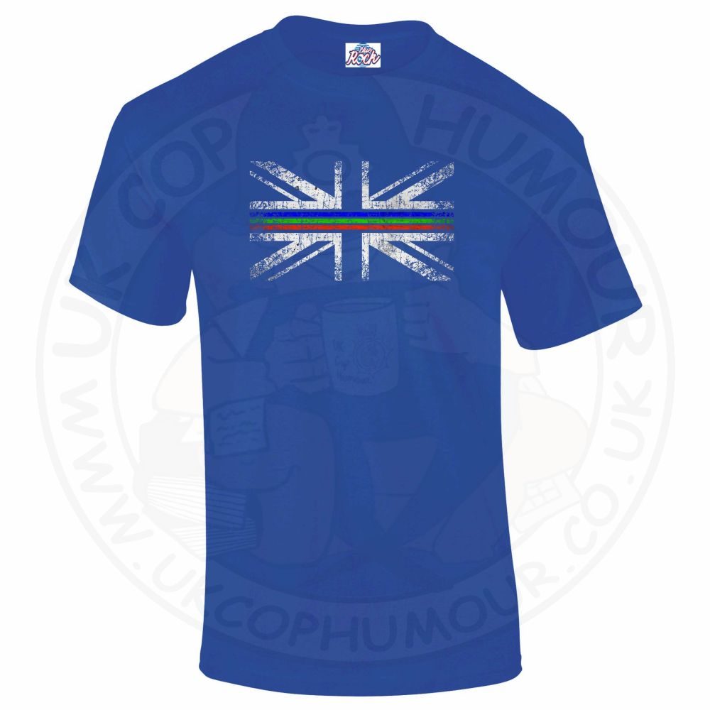 Mens Distressed Tri Line Flag T-Shirt - Image 2