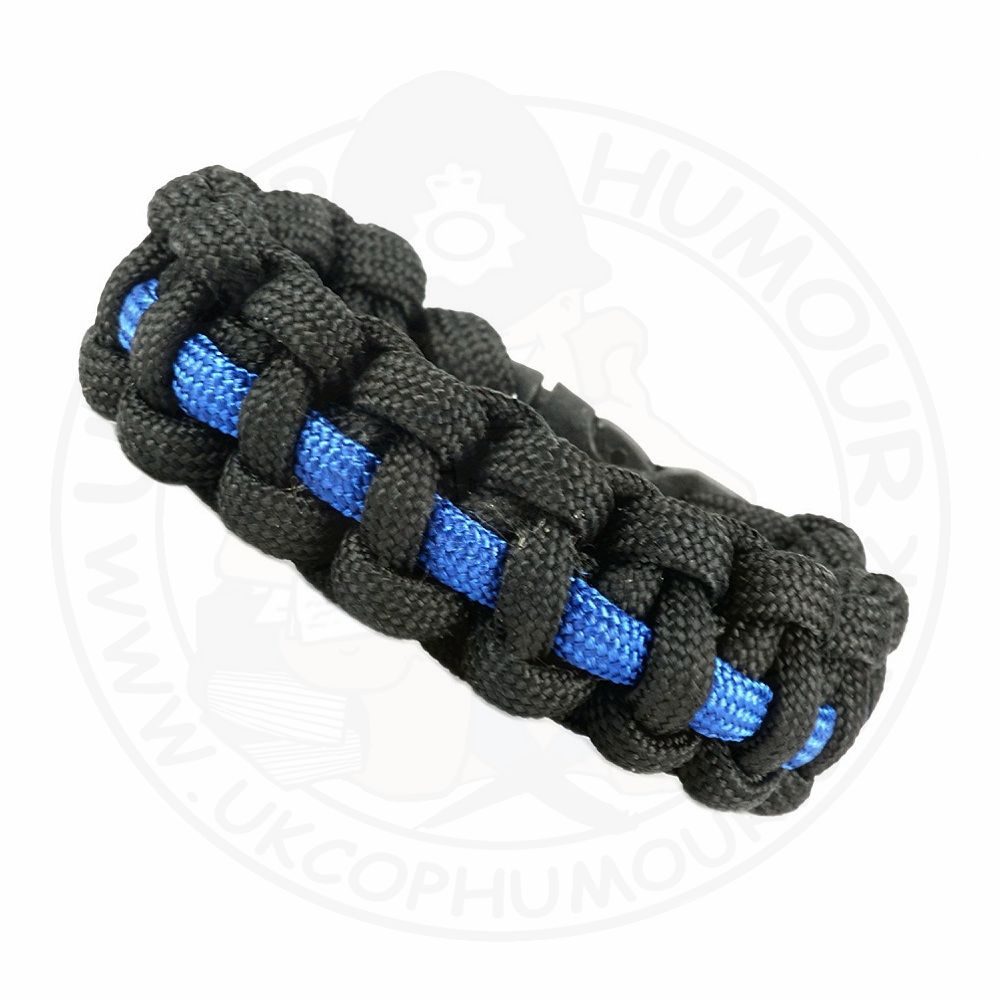 JTG Paracord Bracelet - Thin Blue Line - with Metal Closure, size M -  Jackets to go Berlin - We make patches - 3D rubber, 9,90 €