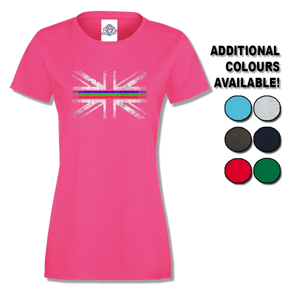Womens Distressed Tri Line Flag T-Shirt