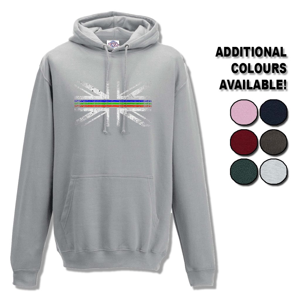 Unisex Distressed Tri Line Flag Hoodie