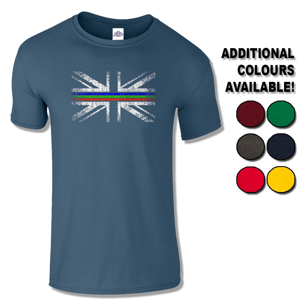 Mens Distressed Tri Line Flag T-Shirt