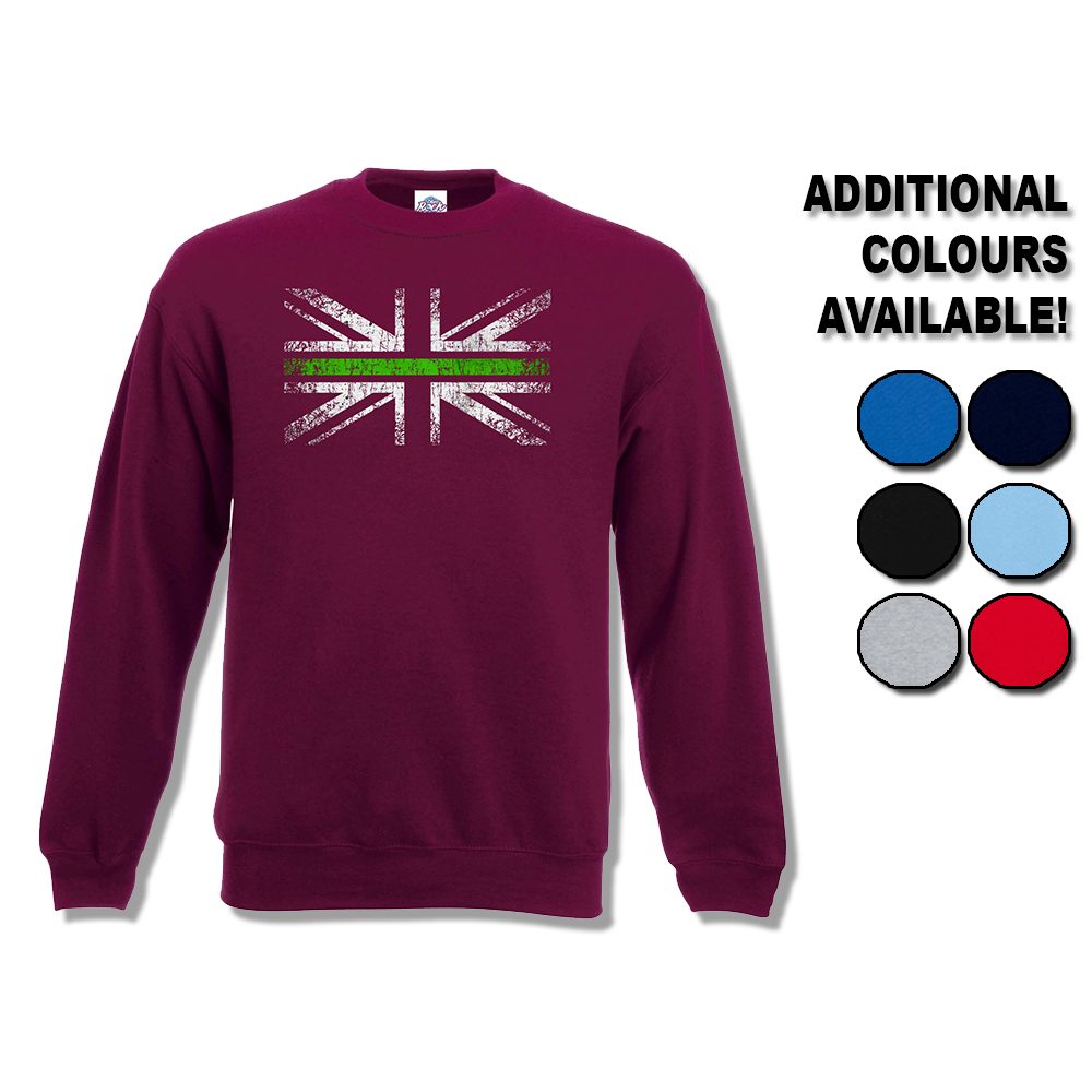 Distressed Thin Green Line Flag Sweatshirt