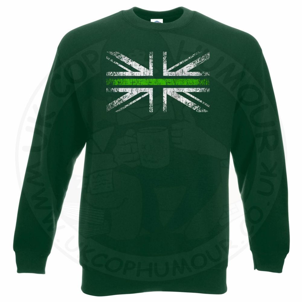 Distressed Thin Green Line Flag Sweatshirt - Image 11