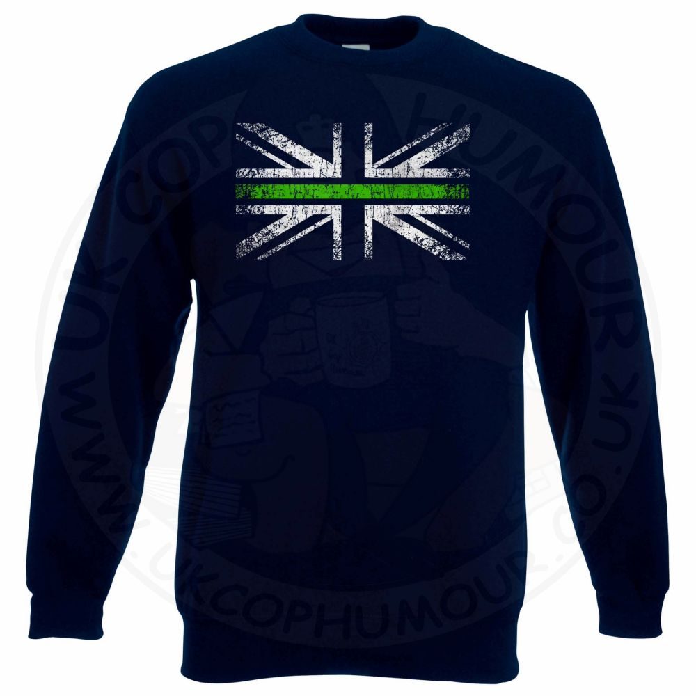 Distressed Thin Green Line Flag Sweatshirt - Image 7