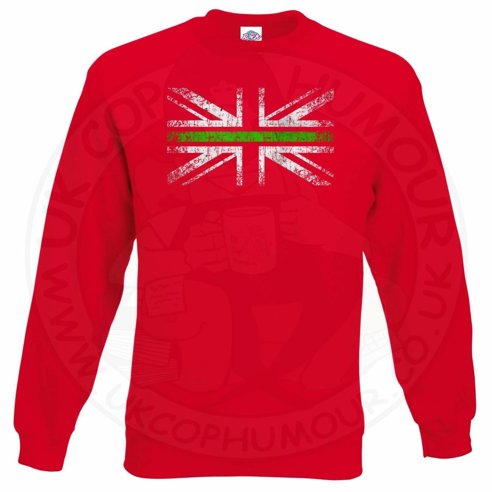 Distressed Thin Green Line Flag Sweatshirt - Image 5