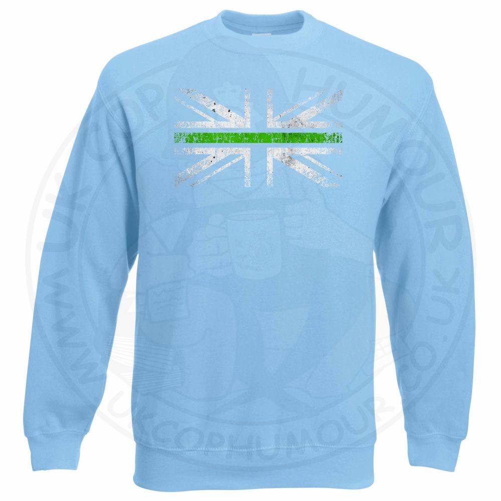 Distressed Thin Green Line Flag Sweatshirt - Image 4