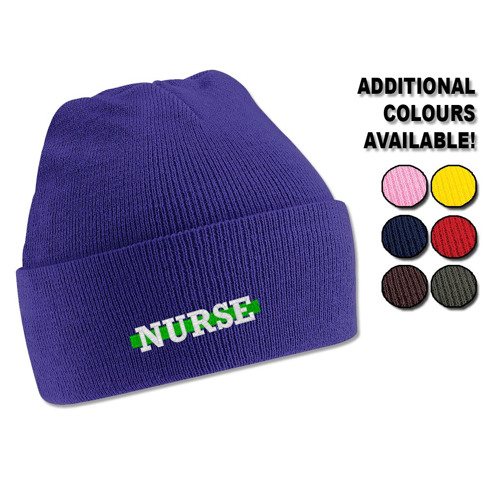 "Nurse" Thin Green Line Beanie